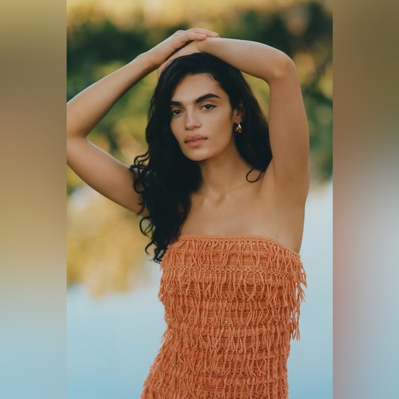 Anthropologie Fringed Tube Mini Dress - Picture 2 of 5